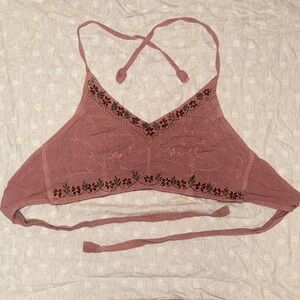 Shoreline Mauve Embroidered Crop Top